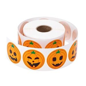 Halloween Pumpkin Face Stickers 1.5 Inch Jack-O-Lantern Roll Kids Party Favors